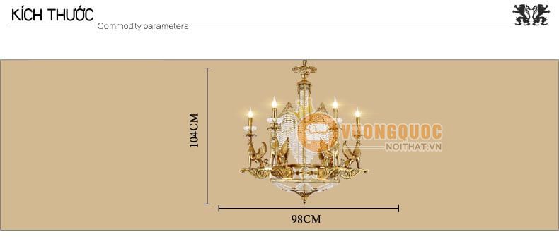 Đèn chùm đồng chim đại bàng dũng mãnh abr138-5